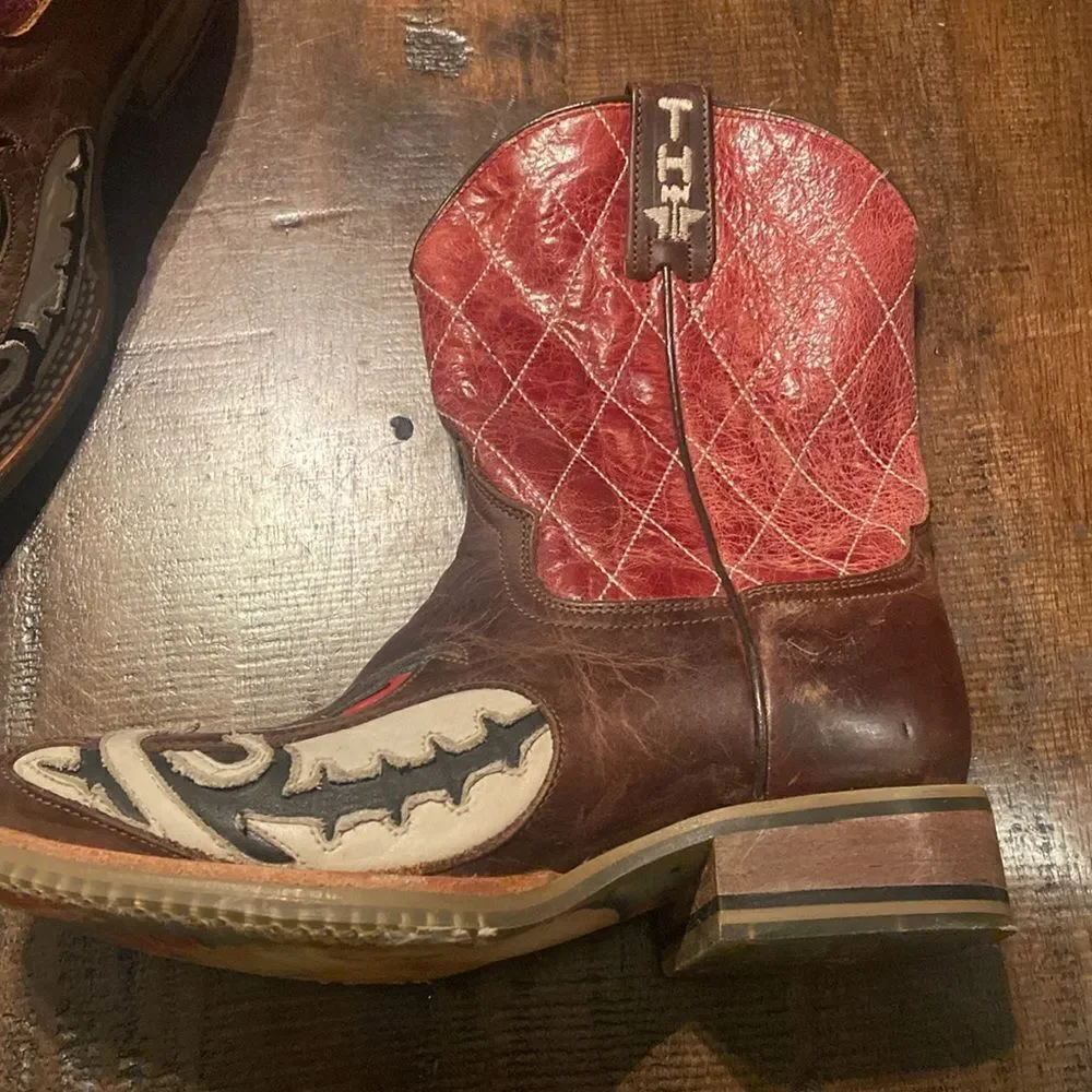 Tin Haul Big Kids Boots - Not Boaring Bacon/Eggs Size 2 Cowboy Boots